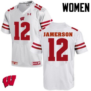 Womens Wisconsin Badgers Natrell Jamerson #12 Stitch White Jersey 468762-767